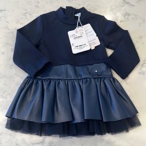 NWT Mayoral Navy Dress with Leather Accents